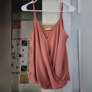 Lush Coral V Neck Wrap Camisole Sleeveless Top Size L